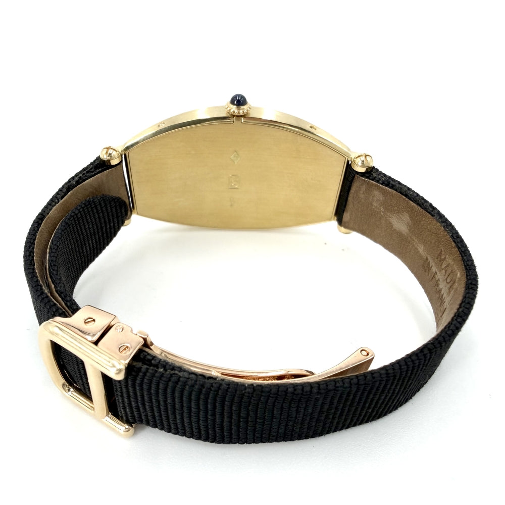 CARTIER カルティエ 腕時計 トノー 750YG ギョーシェ文字盤 A102203 手巻き K18ゴールド ブラック 黒 ゴールド レディース【中古品】