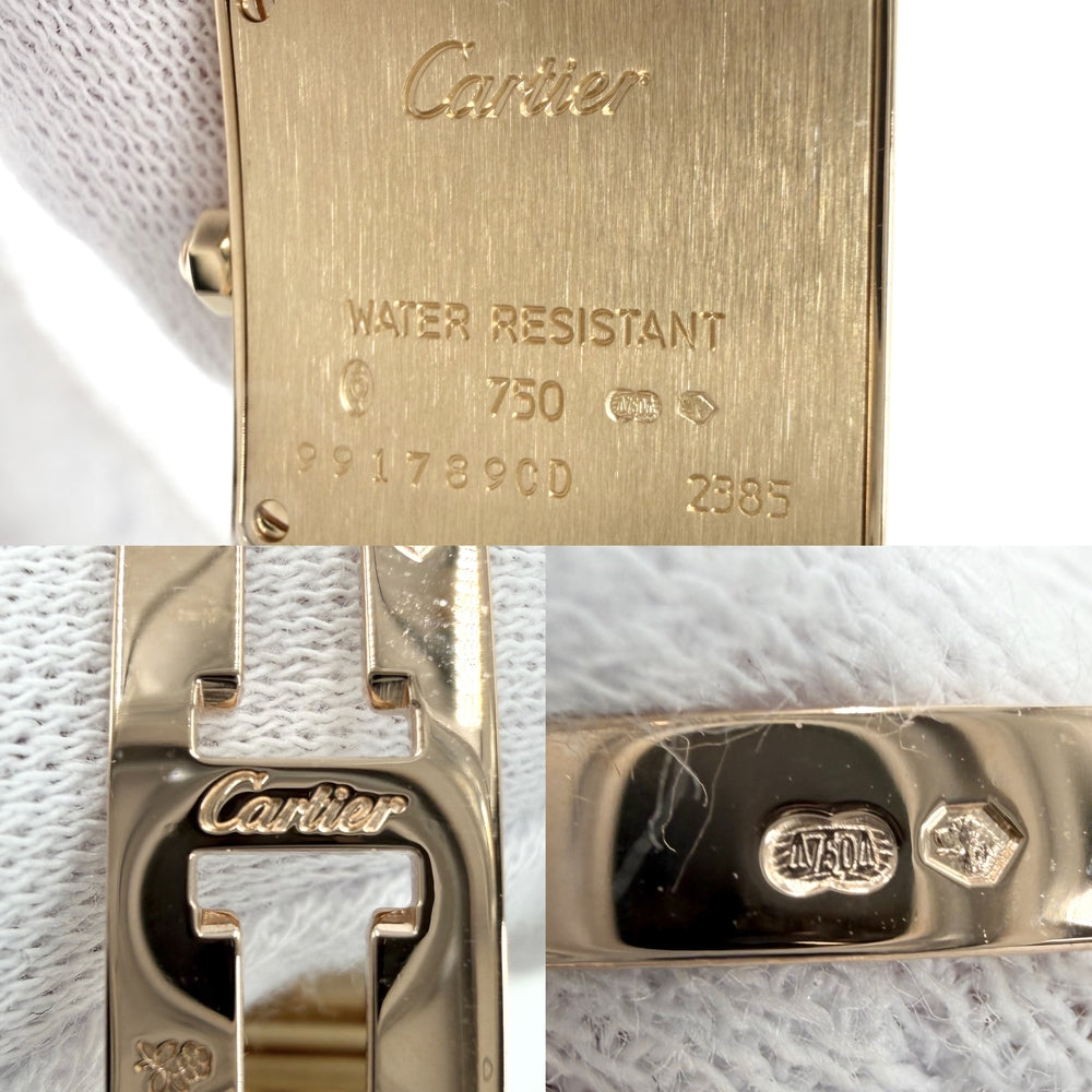 CARTIER カルティエ 腕時計 ダイヤベゼル タンクフランセーズSM QZ ウォッチ TANK FRANCAISE 750 18金 cal.2385 2385 クオーツ K18イエローゴールド ダイヤモンド ゴールド レディース【中古品】