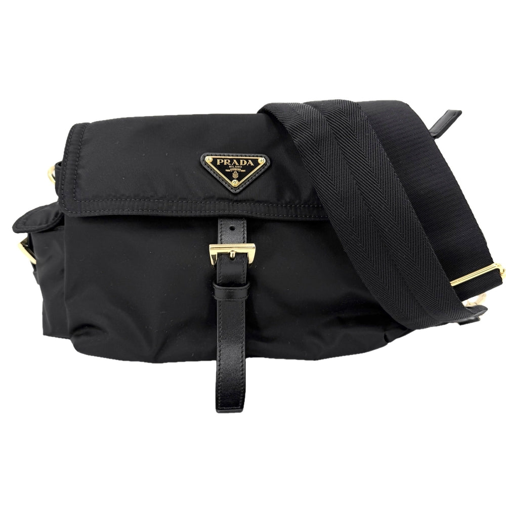 PRADA プラダ ショルダーバッグ エクスプローラ Re-Nylon トライアングルロゴ ナイロン レザー ブラック 黒 ゴールド金具 レディース【中古品】