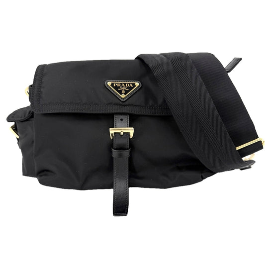 PRADA プラダ ショルダーバッグ エクスプローラ Re-Nylon トライアングルロゴ ナイロン レザー ブラック 黒 ゴールド金具 レディース【中古品】