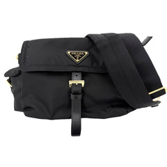 PRADA プラダ ショルダーバッグ エクスプローラ Re-Nylon トライアングルロゴ ナイロン レザー ブラック 黒 ゴールド金具 レディース【中古品】