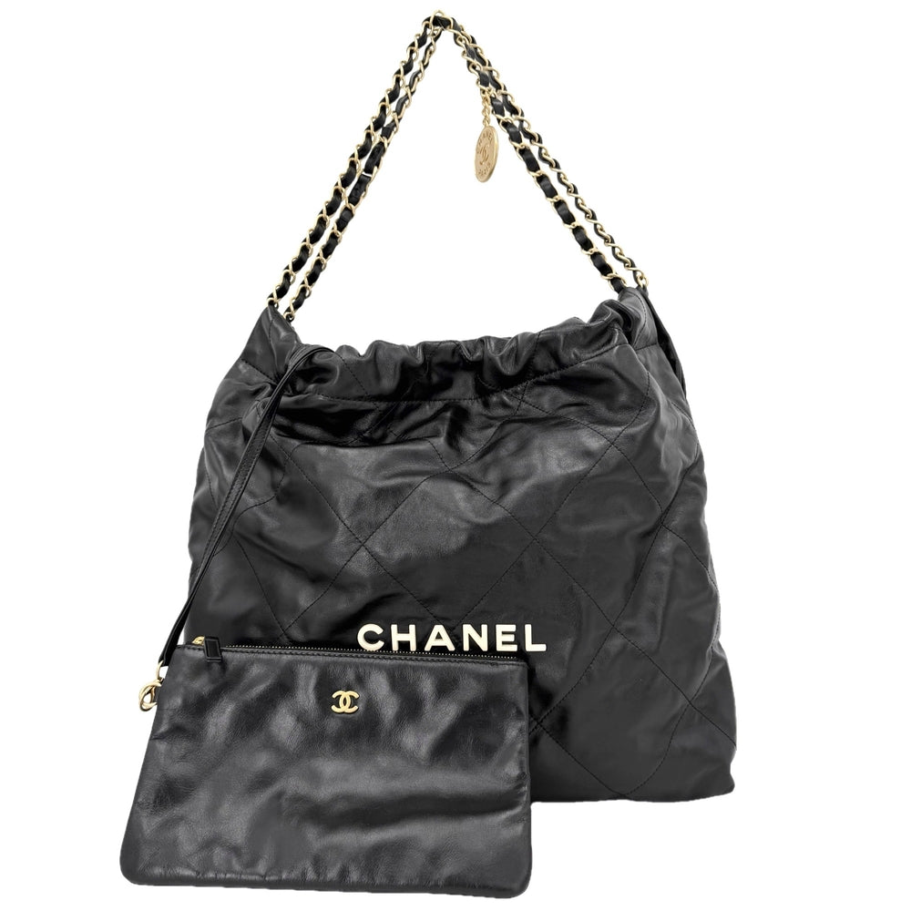 CHANEL シャネル ショルダーバッグ シャネル22 チェーンショルダーバッグ AS3261 レザー ブラック 黒 ゴールド金具 レディース【中古品】