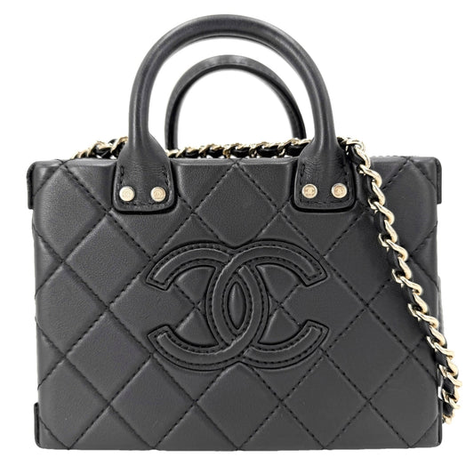 CHANEL シャネル 2WAY マトラッセ ココマーク ショルダーバッグ スモールバニティ AS3344 レザー ブラック 黒 ゴールド金具 レディース【中古品】