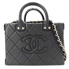 CHANEL シャネル 2WAY マトラッセ ココマーク ショルダーバッグ スモールバニティ AS3344 レザー ブラック 黒 ゴールド金具 レディース【中古品】