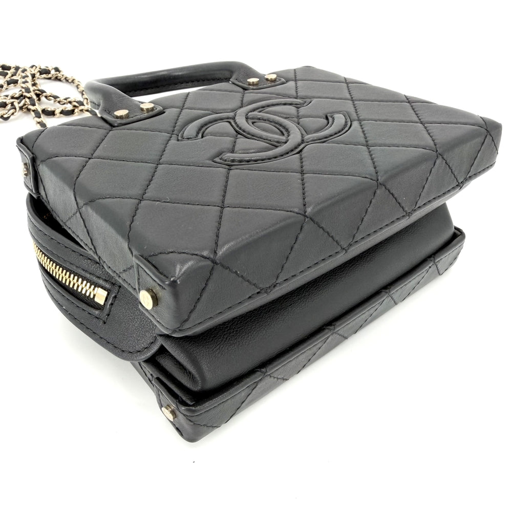 CHANEL シャネル 2WAY マトラッセ ココマーク ショルダーバッグ スモールバニティ AS3344 レザー ブラック 黒 ゴールド金具 レディース【中古品】