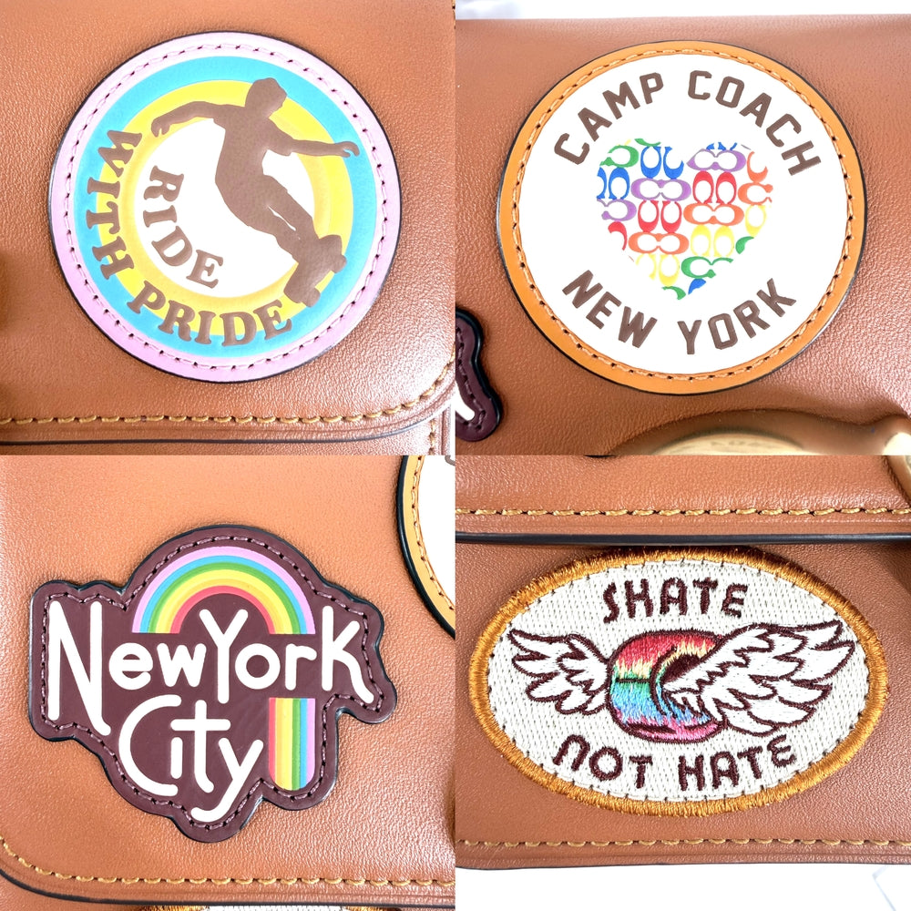 COACH コーチ ハンドバッグ ストゥディオ ショルダーバッグ 19 ウィズパッチ CA136 レザー ブラウン 茶 マルチカラー ゴールド金具 レディース【中古品】