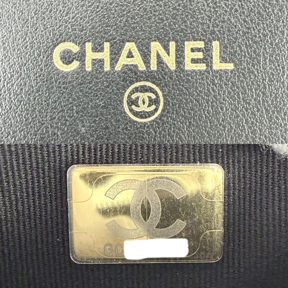 CHANEL シャネル チェーンウォレット マトラッセ ボーイシャネル ショルダーウォレット 財布 キャビアスキン ブラック 黒 マットゴールド金具 レディース【中古品】