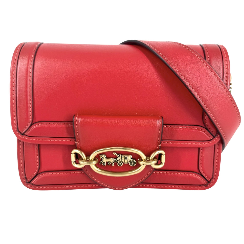 COACH コーチ ショルダーバッグ ヒーロー ホース&キャリッジ クロスボディ C8441 レザー レッド 赤 ゴールド金具 レディース【中古品】