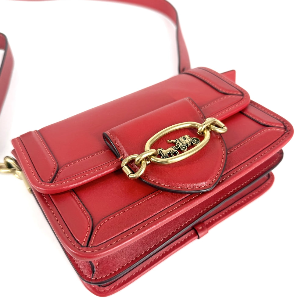 COACH コーチ ショルダーバッグ ヒーロー ホース&キャリッジ クロスボディ C8441 レザー レッド 赤 ゴールド金具 レディース【中古品】