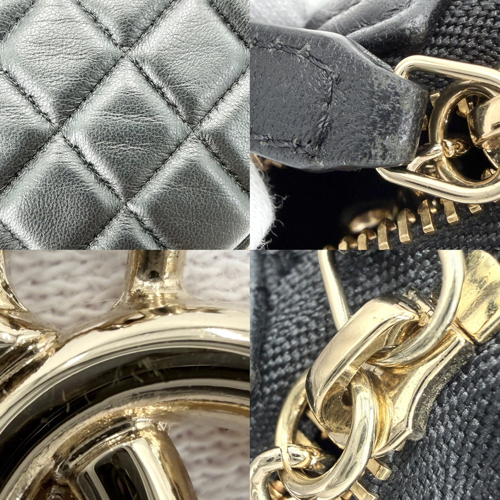 CHANEL シャネル ショルダーバッグ マトラッセ ミニホーボーバッグ AP3232 ラムスキン ブラック 黒 ゴールド金具 レディース【中古品】