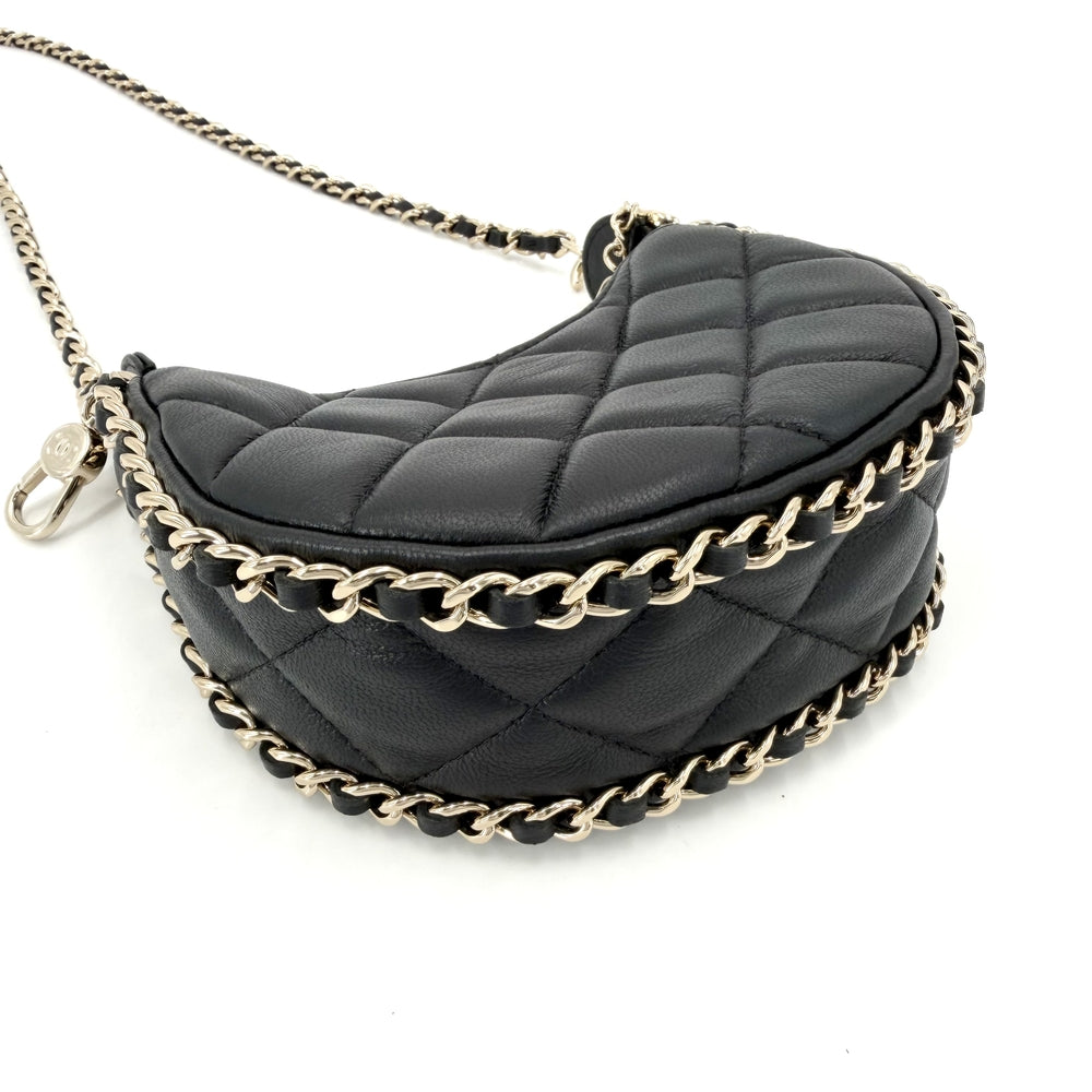 CHANEL シャネル ショルダーバッグ マトラッセ ミニホーボーバッグ AP3232 ラムスキン ブラック 黒 ゴールド金具 レディース【中古品】