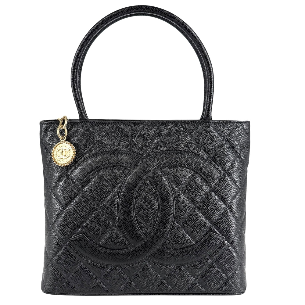 CHANEL シャネル トートバッグ マトラッセ 復刻トート ココマーク A01804 キャビアスキン ブラック 黒 ゴールド金具 レディース【中古品】