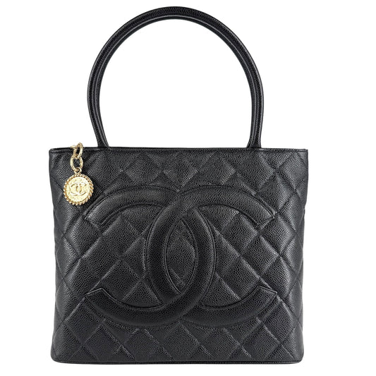 CHANEL シャネル トートバッグ マトラッセ 復刻トート ココマーク A01804 キャビアスキン ブラック 黒 ゴールド金具 レディース【中古品】