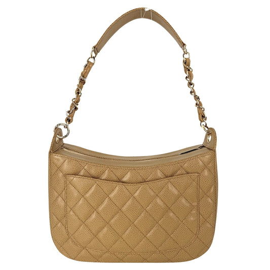 CHANEL シャネル ハンドバッグ マトラッセ ワンショルダーバッグ ココマーク キャビアスキン ベージュ ゴールド金具 レディース【中古品】