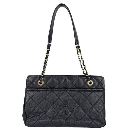 CHANEL シャネル トートバッグ マトラッセ ココマーク ハンドバッグ チェーンショルダー キャビアスキン ブラック 黒 ゴールド金具 レディース【中古品】