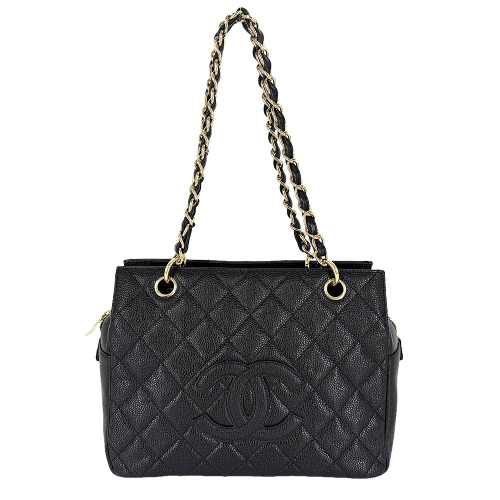 CHANEL シャネル トートバッグ PTT マトラッセ チェーンハンドバッグ ココマーク A18004 キャビアスキン ブラック 黒 ゴールド金具 レディース【中古品】