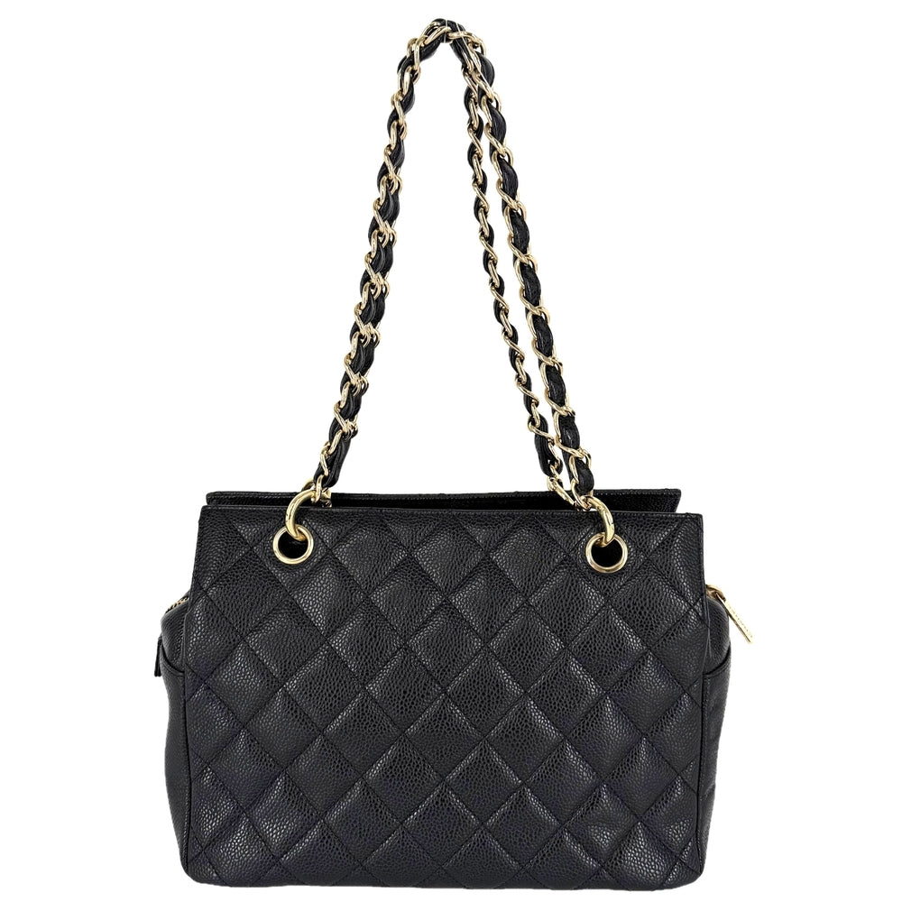 CHANEL シャネル トートバッグ PTT マトラッセ チェーンハンドバッグ ココマーク A18004 キャビアスキン ブラック 黒 ゴールド金具 レディース【中古品】