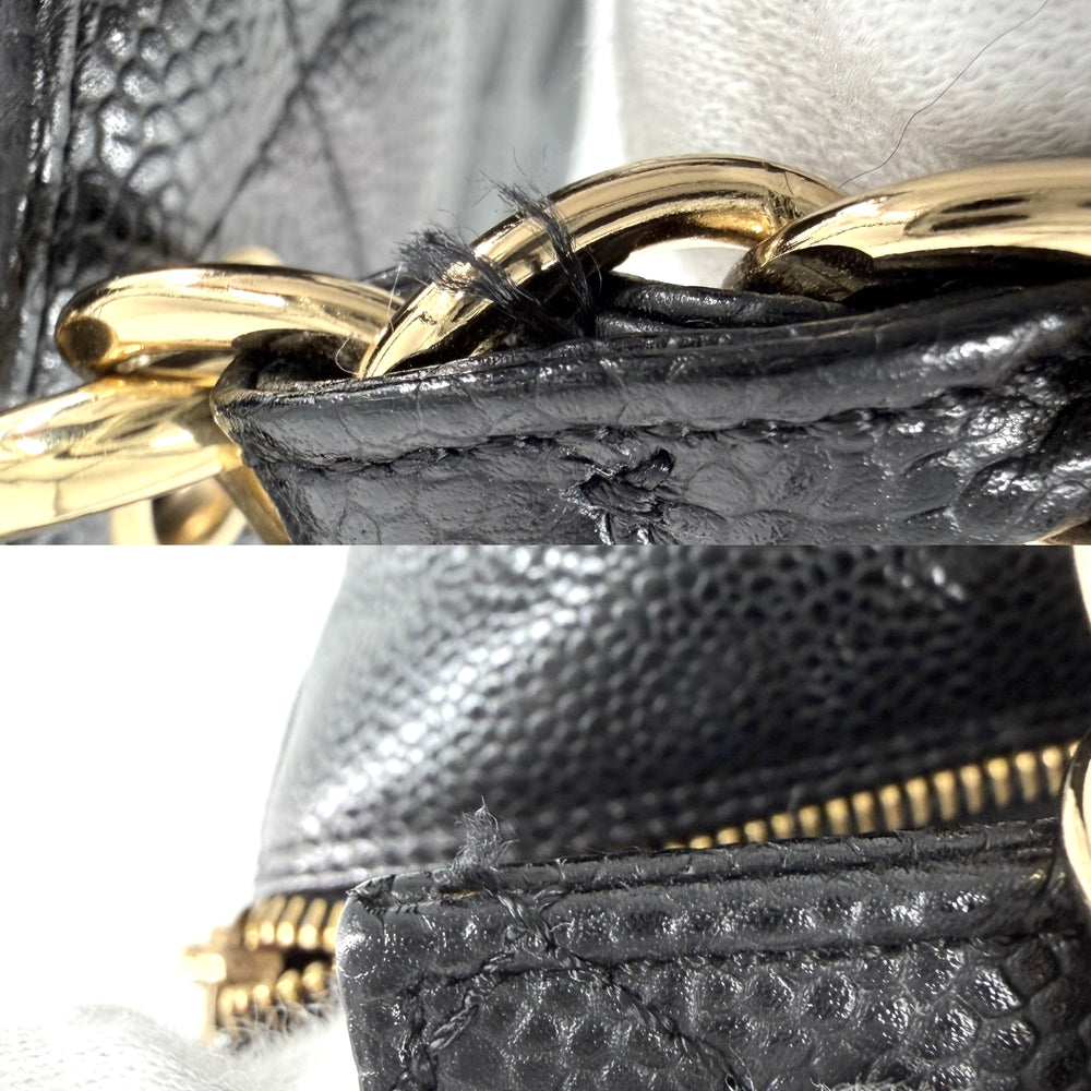 CHANEL シャネル トートバッグ PTT マトラッセ チェーンハンドバッグ ココマーク A18004 キャビアスキン ブラック 黒 ゴールド金具 レディース【中古品】