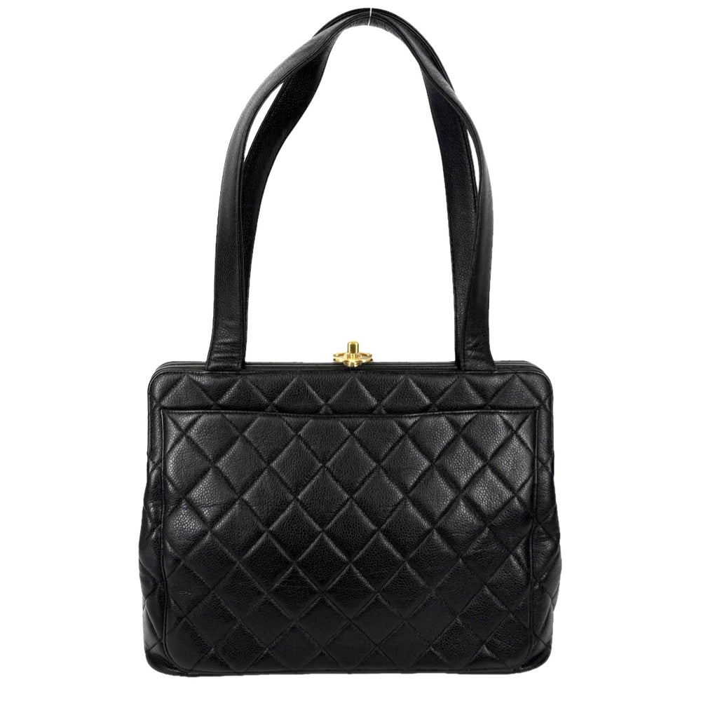 CHANEL シャネル トートバッグ マトラッセ ココマーク ターンロック キャビアスキン ブラック 黒 ゴールド金具 レディース【中古品】