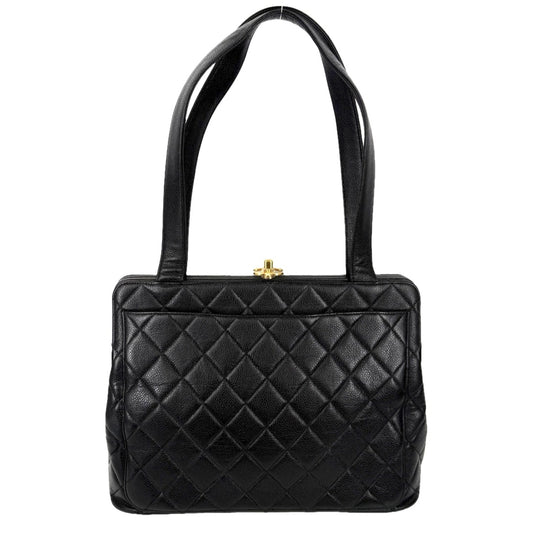 CHANEL シャネル トートバッグ マトラッセ ココマーク ターンロック キャビアスキン ブラック 黒 ゴールド金具 レディース【中古品】