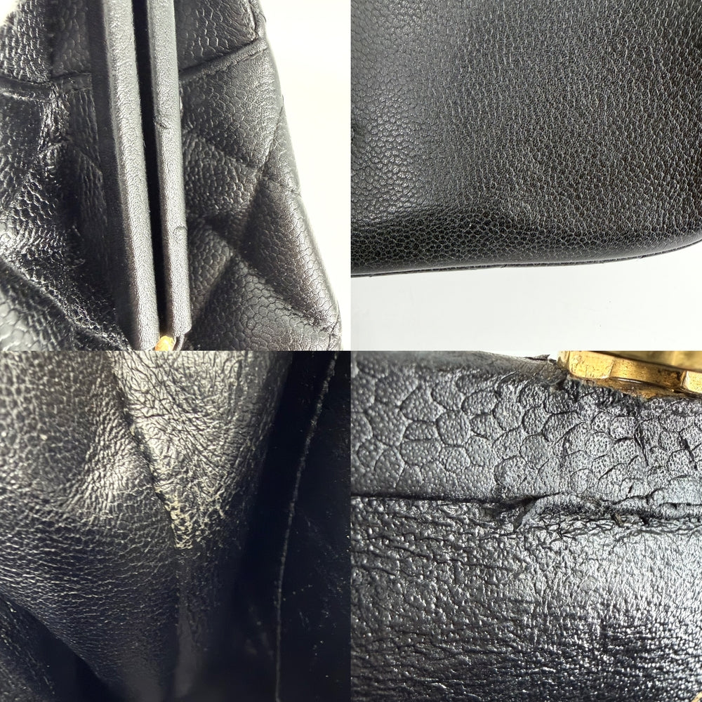 CHANEL シャネル トートバッグ マトラッセ ココマーク ターンロック キャビアスキン ブラック 黒 ゴールド金具 レディース【中古品】