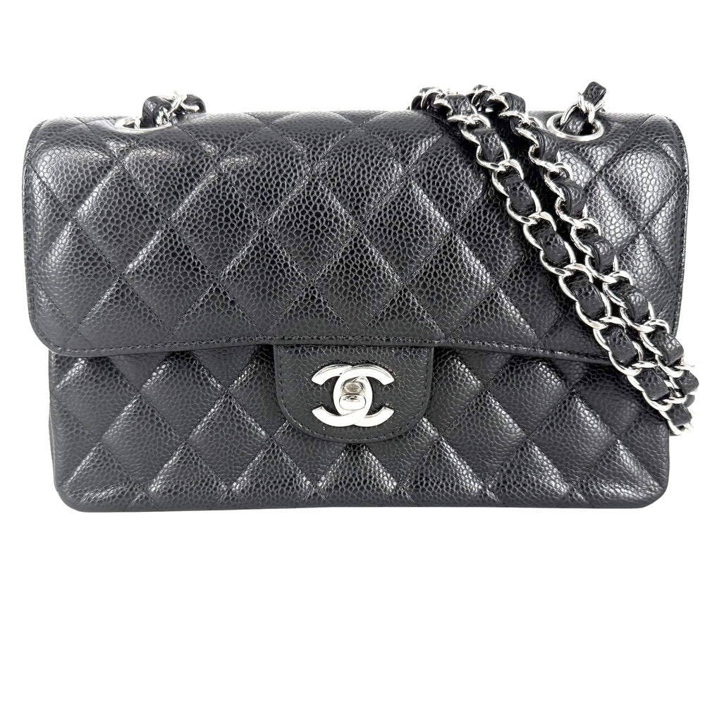 CHANEL シャネル ショルダーバッグ マトラッセ23 ダブルチェーン ダブルフラップ ココマーク ターンロック キャビアスキン ブラック 黒 シルバー金具 レディース【中古品】