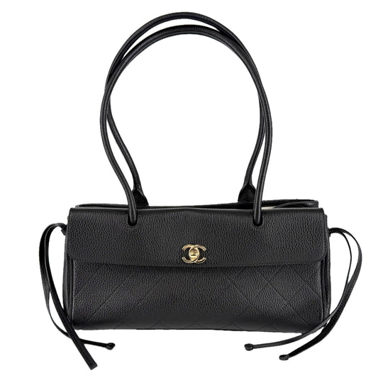 CHANEL シャネル トートバッグ スモール ショッピングバッグ ココマーク グレインド カーフスキン ブラック 黒 ゴールド金具 レディース【中古品】