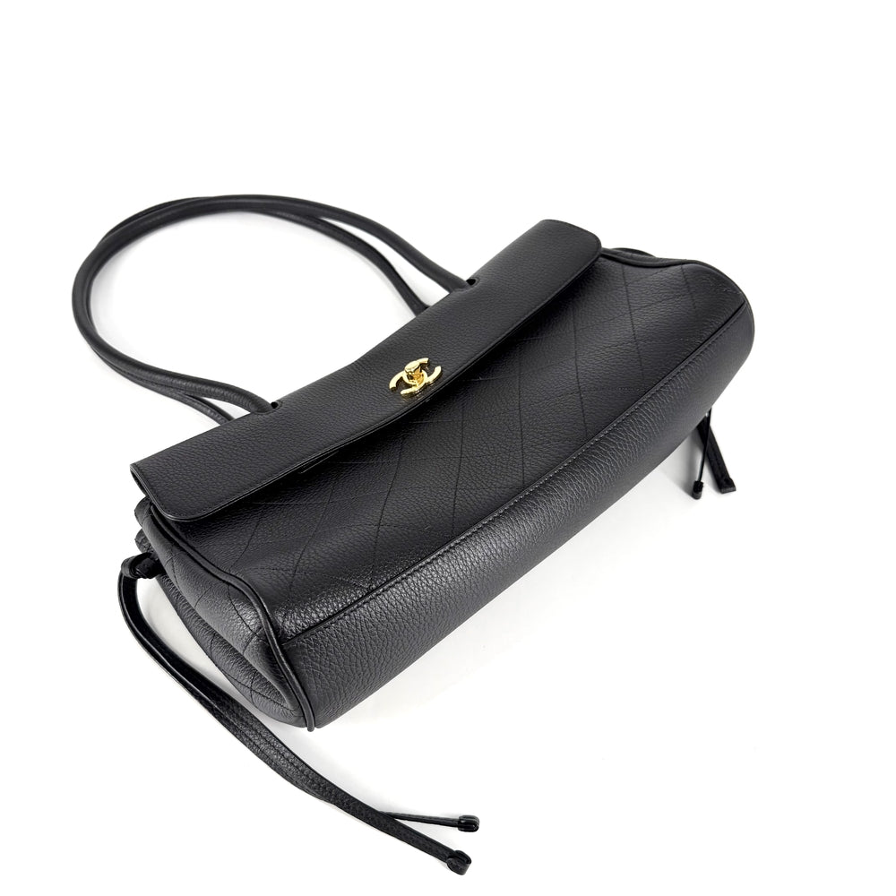 CHANEL シャネル トートバッグ スモール ショッピングバッグ ココマーク グレインド カーフスキン ブラック 黒 ゴールド金具 レディース【中古品】