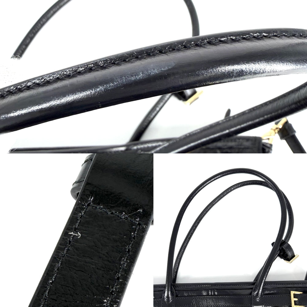 PRADA プラダ 2WAY ボニー ラージ ハンドバッグ ショルダーバッグ トライアングルロゴ トートバッグ 1BA433 レザー ブラック 黒 ゴールド金具 レディース【中古品】