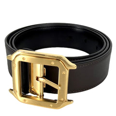 CARTIER カルティエ ベルト サントス　ドゥ　カルティエ リバーシブル ファッションアイテム レザー ブラック 黒 ブラウン 茶 ゴールド金具 メンズ【中古品】