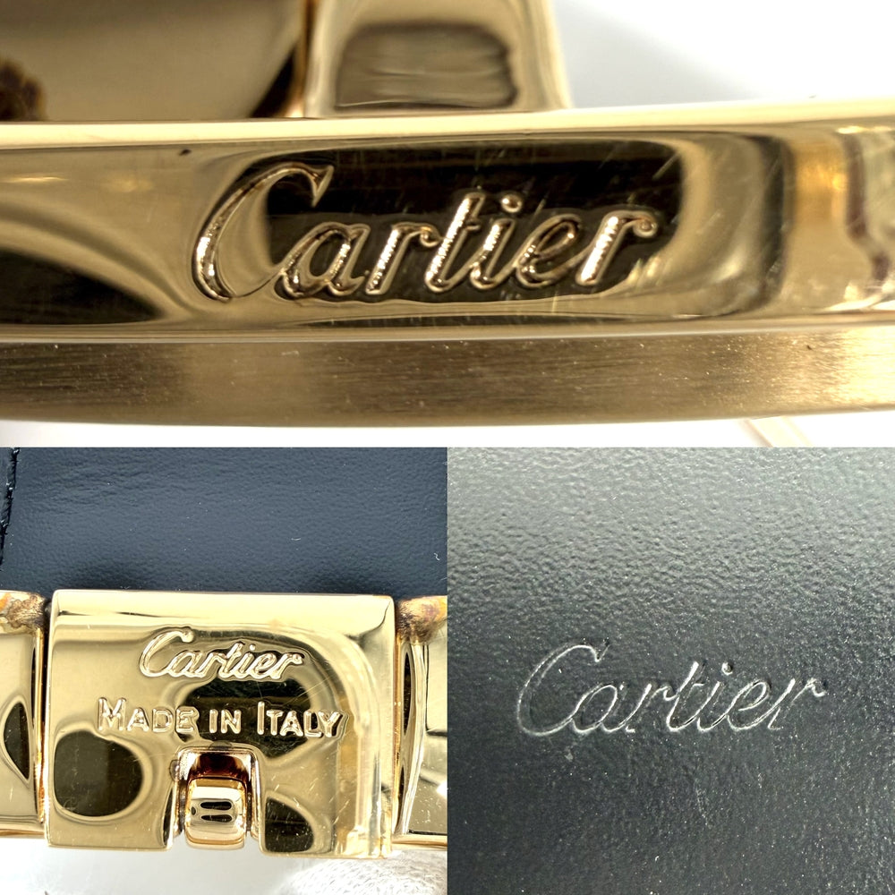 CARTIER カルティエ ベルト サントス　ドゥ　カルティエ リバーシブル ファッションアイテム レザー ブラック 黒 ブラウン 茶 ゴールド金具 メンズ【中古品】