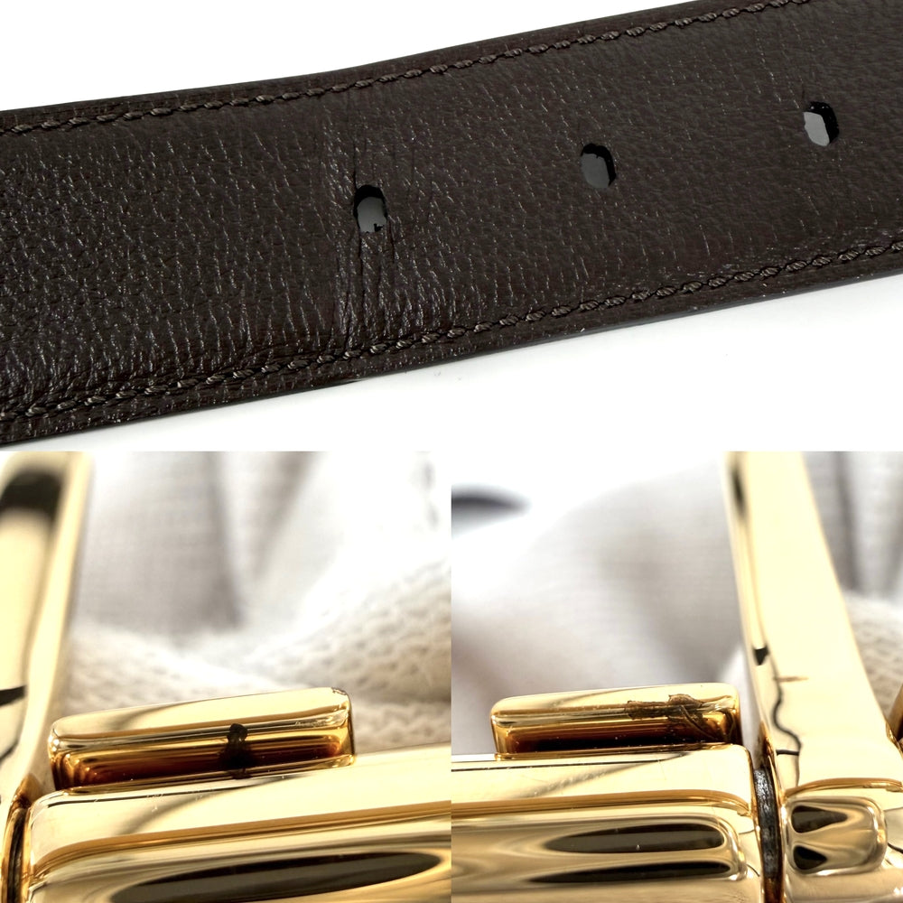 CARTIER カルティエ ベルト サントス　ドゥ　カルティエ リバーシブル ファッションアイテム レザー ブラック 黒 ブラウン 茶 ゴールド金具 メンズ【中古品】