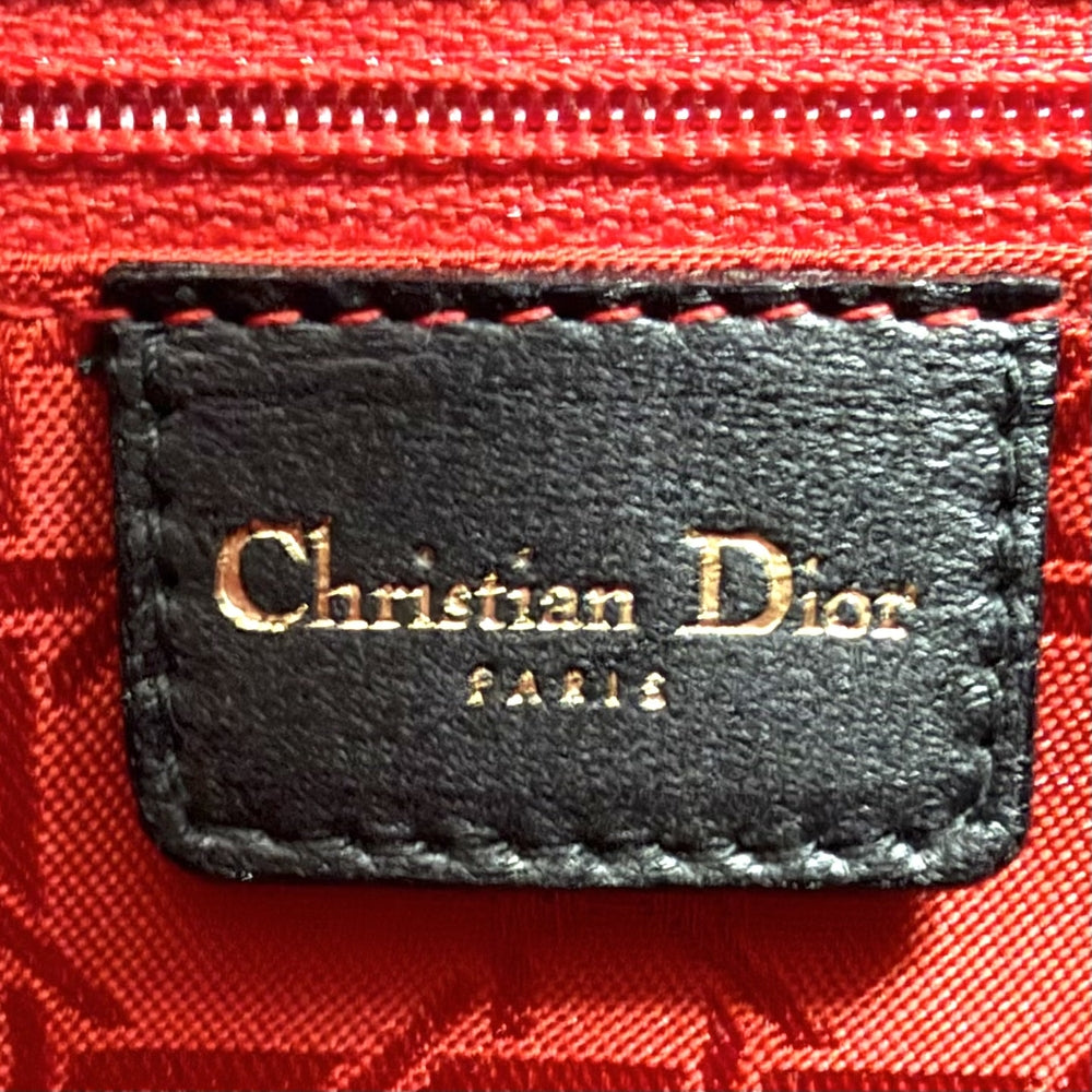 Christian Dior クリスチャンディオール 2WAY カナージュ レディディオール ハンドバッグ ショルダーバッグ ラージ ラムスキン ブラック 黒 ゴールド金具 レディース【中古品】