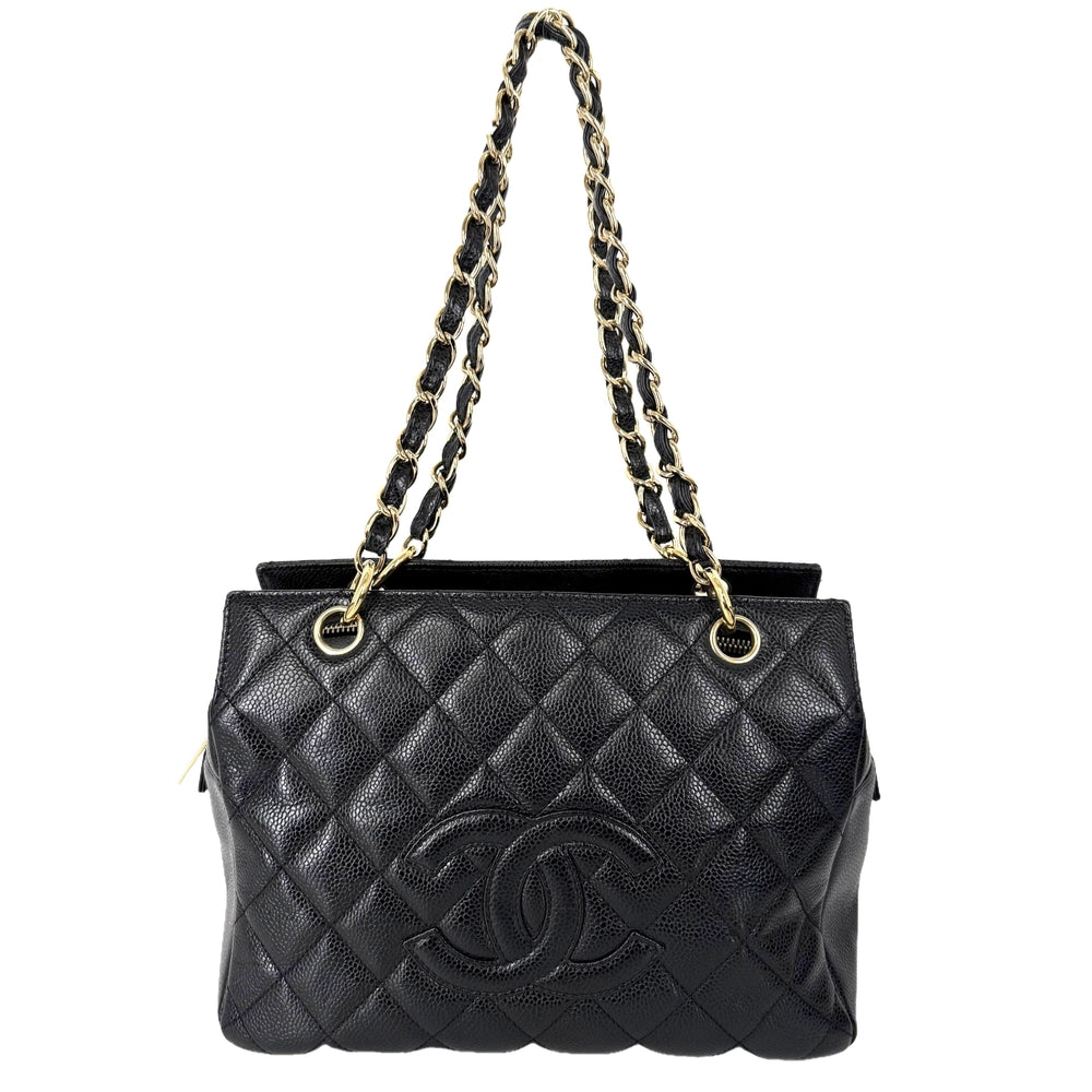 CHANEL シャネル トートバッグ PTT マトラッセ チェーンハンドバッグ ココマーク キャビアスキン ブラック 黒 ゴールド金具 レディース【中古品】