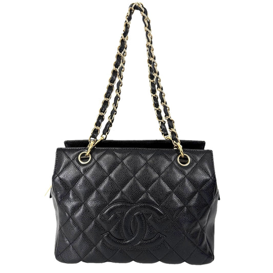 CHANEL シャネル トートバッグ PTT マトラッセ チェーンハンドバッグ ココマーク キャビアスキン ブラック 黒 ゴールド金具 レディース【中古品】