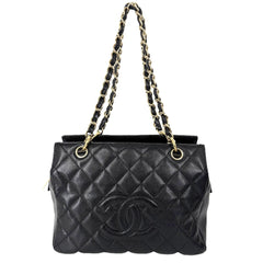 CHANEL シャネル トートバッグ PTT マトラッセ チェーンハンドバッグ ココマーク キャビアスキン ブラック 黒 ゴールド金具 レディース【中古品】