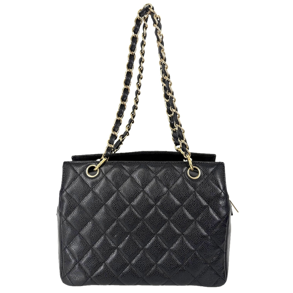 CHANEL シャネル トートバッグ PTT マトラッセ チェーンハンドバッグ ココマーク キャビアスキン ブラック 黒 ゴールド金具 レディース【中古品】