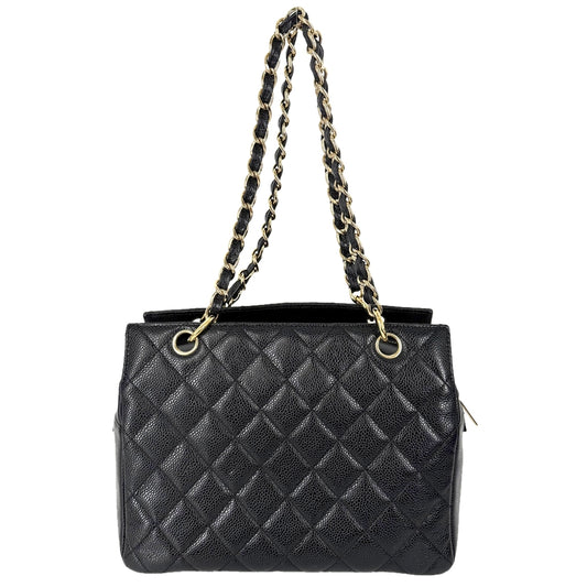 CHANEL シャネル トートバッグ PTT マトラッセ チェーンハンドバッグ ココマーク キャビアスキン ブラック 黒 ゴールド金具 レディース【中古品】