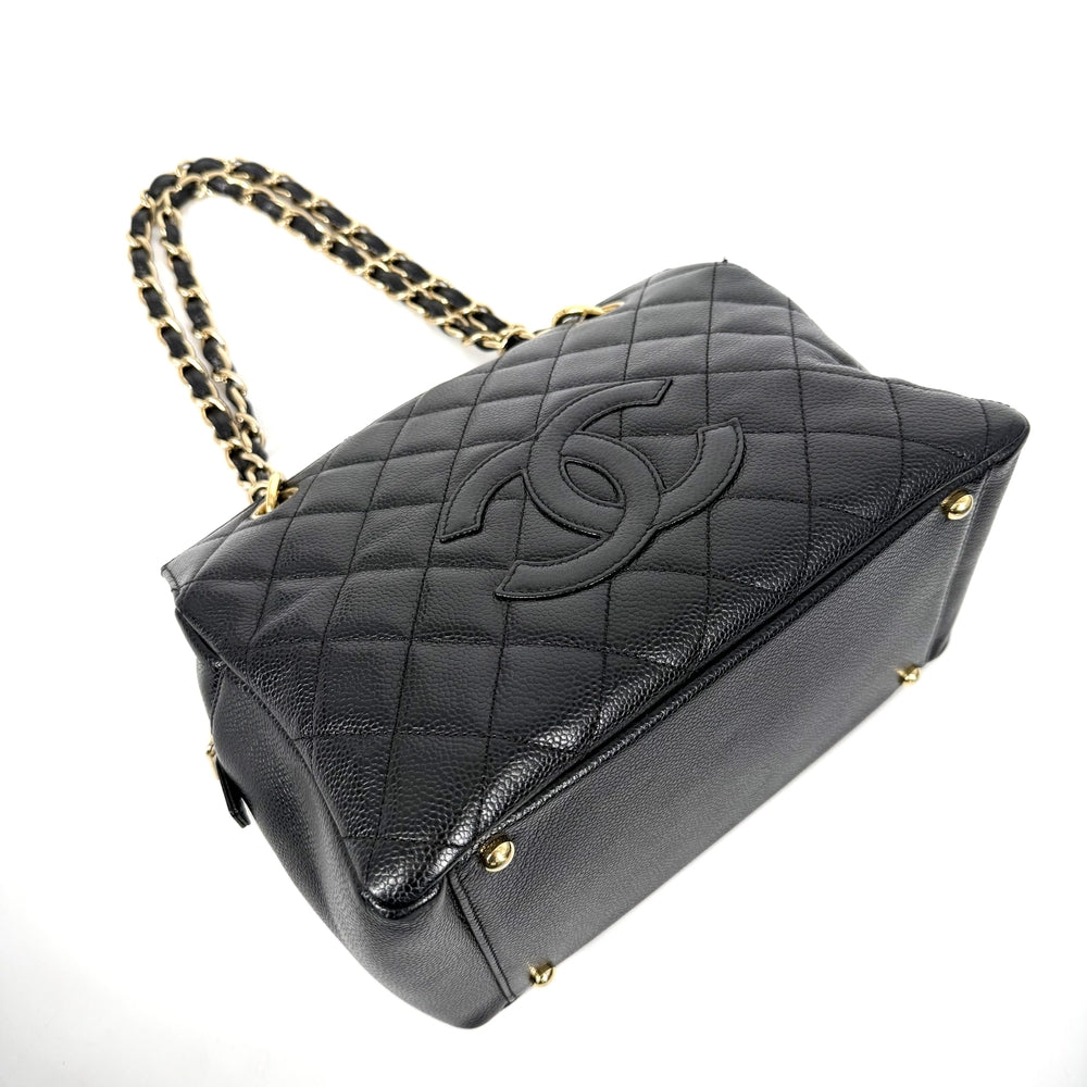 CHANEL シャネル トートバッグ PTT マトラッセ チェーンハンドバッグ ココマーク キャビアスキン ブラック 黒 ゴールド金具 レディース【中古品】