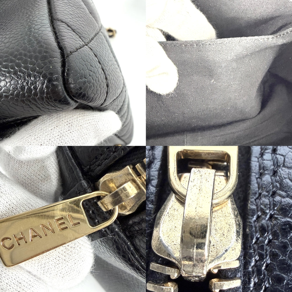 CHANEL シャネル トートバッグ PTT マトラッセ チェーンハンドバッグ ココマーク キャビアスキン ブラック 黒 ゴールド金具 レディース【中古品】