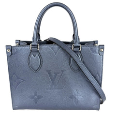 LOUIS VUITTON ルイヴィトン 2WAY オンザゴーPM ハンドバッグ ショルダーバッグ メタリック M58956 モノグラムアンプラント ブルー 青 シルバー金具 レディース【中古品】
