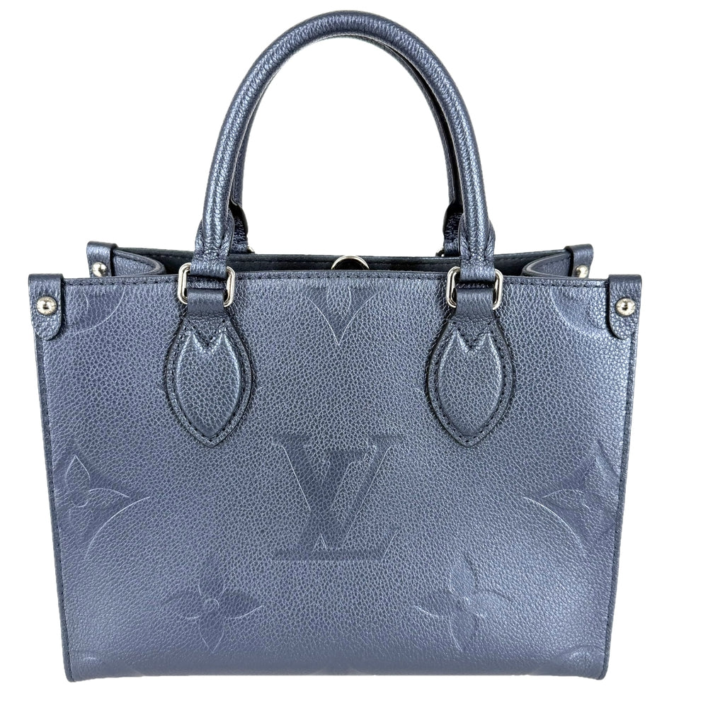 LOUIS VUITTON ルイヴィトン 2WAY オンザゴーPM ハンドバッグ ショルダーバッグ メタリック M58956 モノグラムアンプラント ブルー 青 シルバー金具 レディース【中古品】