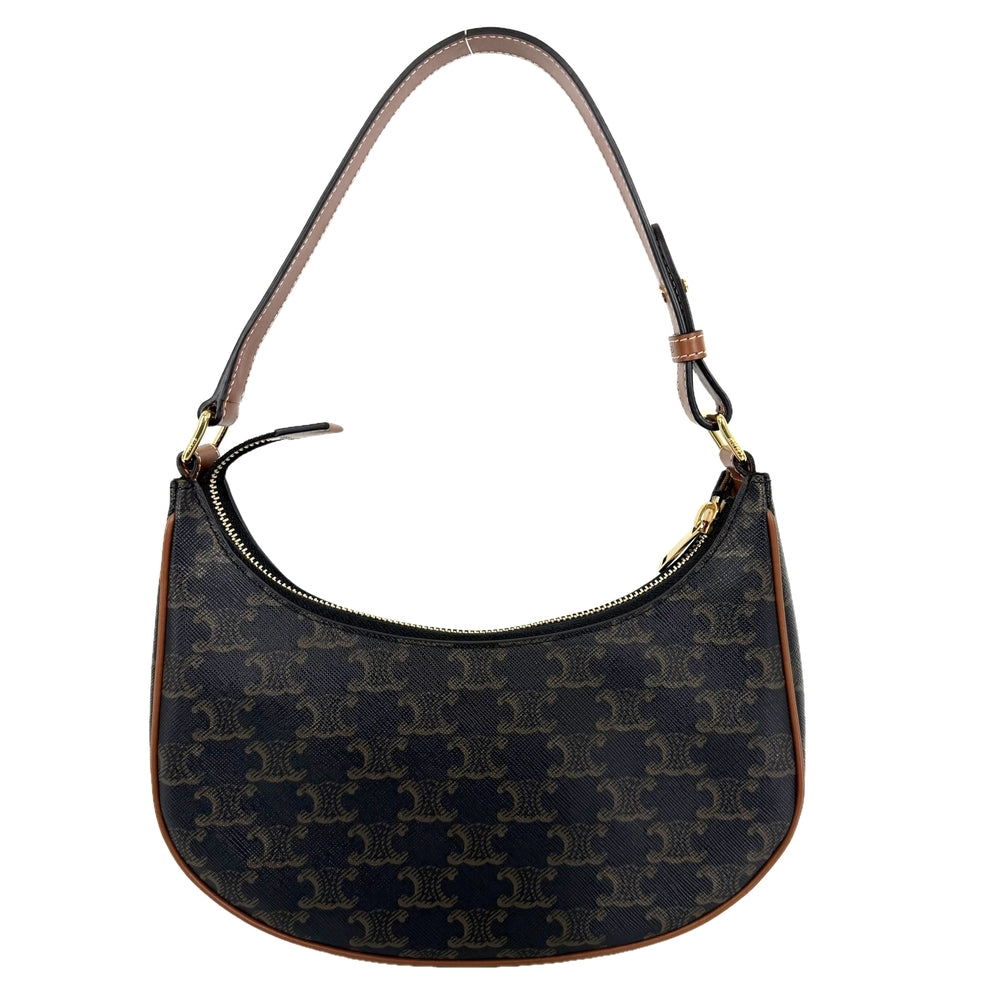 CELINE セリーヌ ハンドバッグ アヴァ トリオンフ ワンハンドル トリオンフキャンバス カーフスキン ブラウン 茶 ゴールド金具 レディース【中古品】