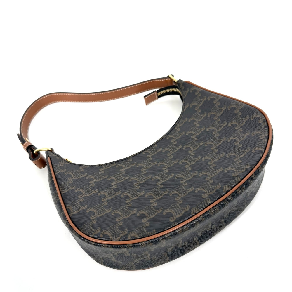 CELINE セリーヌ ハンドバッグ アヴァ トリオンフ ワンハンドル トリオンフキャンバス カーフスキン ブラウン 茶 ゴールド金具 レディース【中古品】