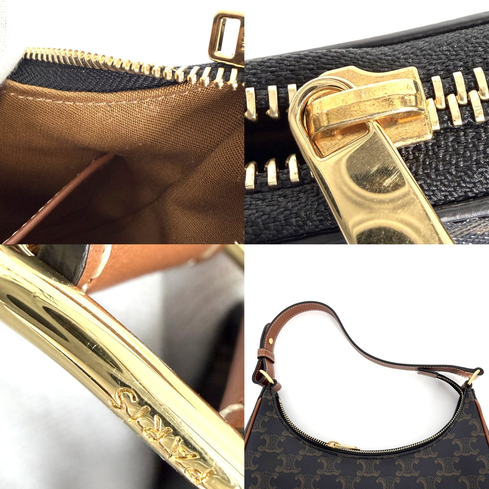 CELINE セリーヌ ハンドバッグ アヴァ トリオンフ ワンハンドル トリオンフキャンバス カーフスキン ブラウン 茶 ゴールド金具 レディース【中古品】