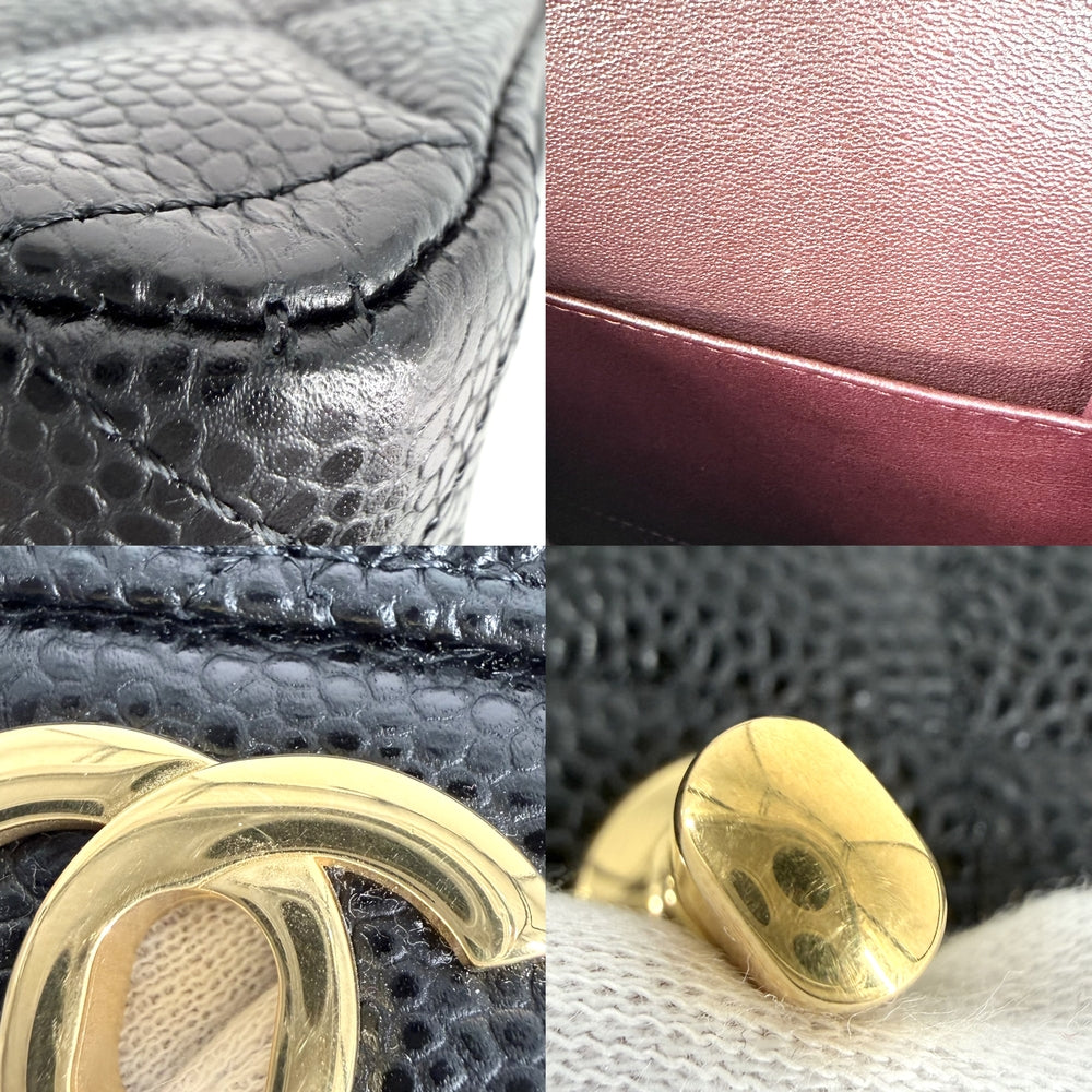 CHANEL シャネル ショルダーバッグ マトラッセ25 ダブルチェーン ダブルフラップ ココマーク ターンロック キャビアスキン ブラック 黒 ゴールド金具 レディース【中古品】