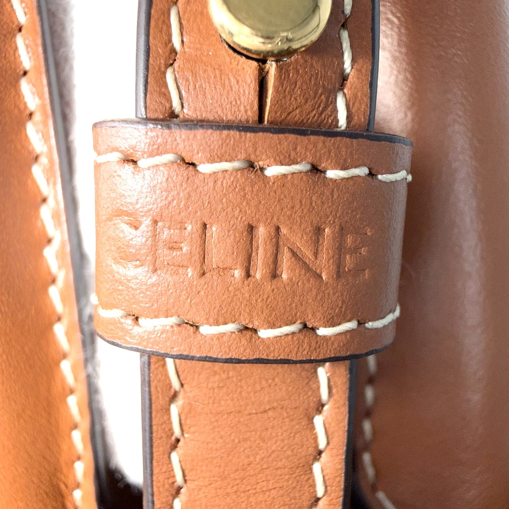 CELINE セリーヌ 2WAY トリオンフ ミニ バーティカルカバ ショルダーバッグ ハンドバッグ PVCコーティングキャンバス レザー ブラウン 茶 ゴールド金具 レディース【中古品】