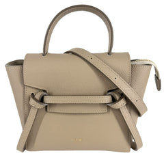 CELINE セリーヌ 2WAY ピコ ベルトバッグ ハンドバッグ ショルダーバッグ ミニバッグ レザー ベージュ ゴールド金具 レディース【中古品】
