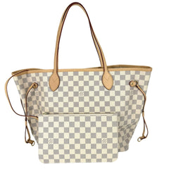 LOUIS VUITTON ルイヴィトン トートバッグ ネヴァーフルMM N51107 ダミエ･アズール ホワイト 白 ゴールド金具 レディース【中古品】