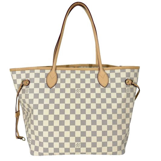 LOUIS VUITTON ルイヴィトン トートバッグ ネヴァーフルMM N51107 ダミエ･アズール ホワイト 白 ゴールド金具 レディース【中古品】